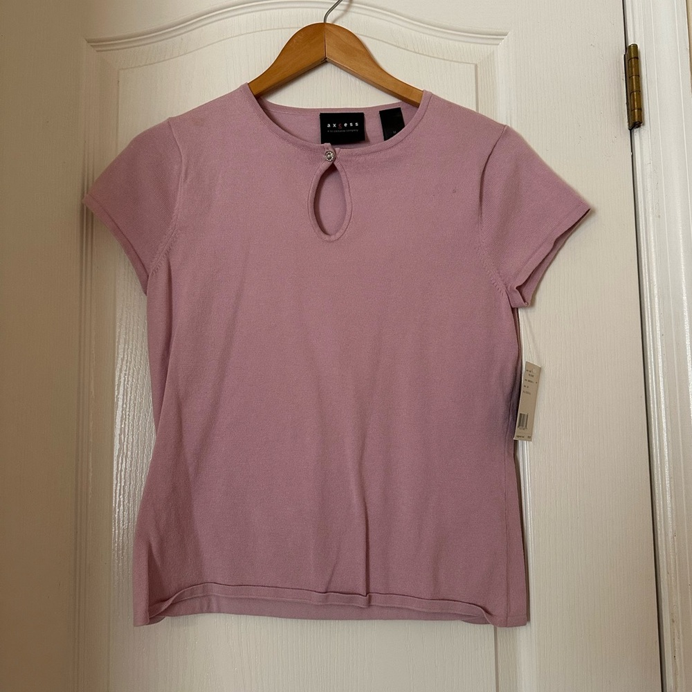 Axcess Pink Fitted Cap Sleeve Cut Out Tee